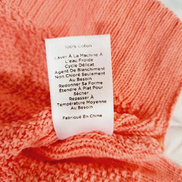 Talbots Womens Plus Size Coral Orange Pink Sweater 2X Waffle Weave Long Sleeve - Picture 9 of 11